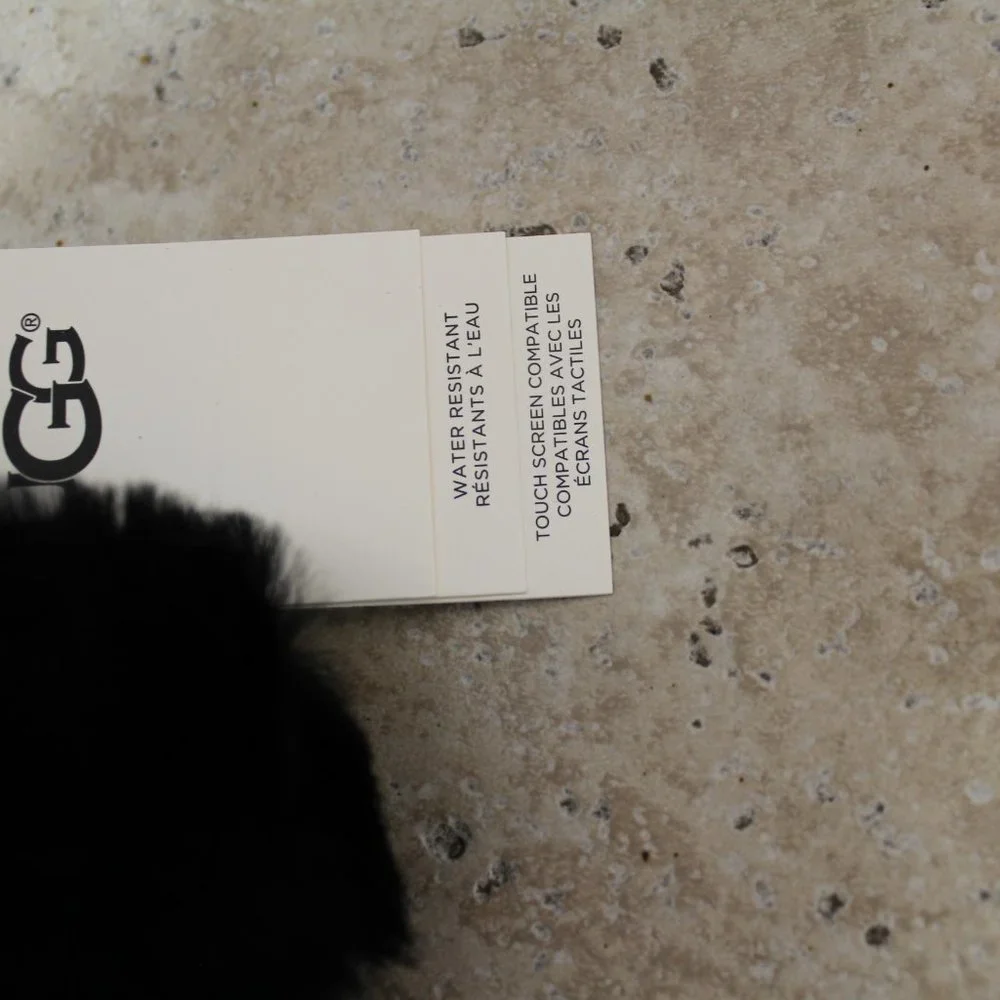 NWT UGG‎ WOMEN'S SHEARLING TRIMMED GLOVES BLACK